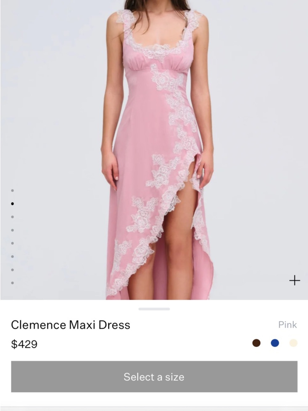 For Love and Lemons Keepsakes 
Clemence maxi dress with slit, Size M